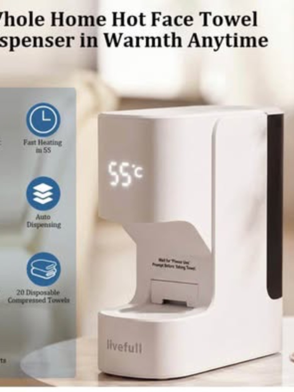 LiveFull Smart Hot Face Towel Heater Machine and 60 Towels